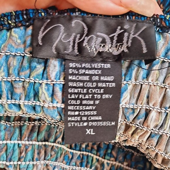 HYPNOTIC Boob Tube Dress Elasticated Maxi Dress Peacock Pattern - Picture 11 of 11